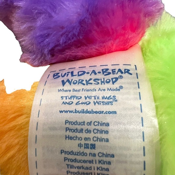 BUILD A BEAR Pop Of Color Panda Bear 16" Plush Tie Dye Rainbow - Picture 8 of 13